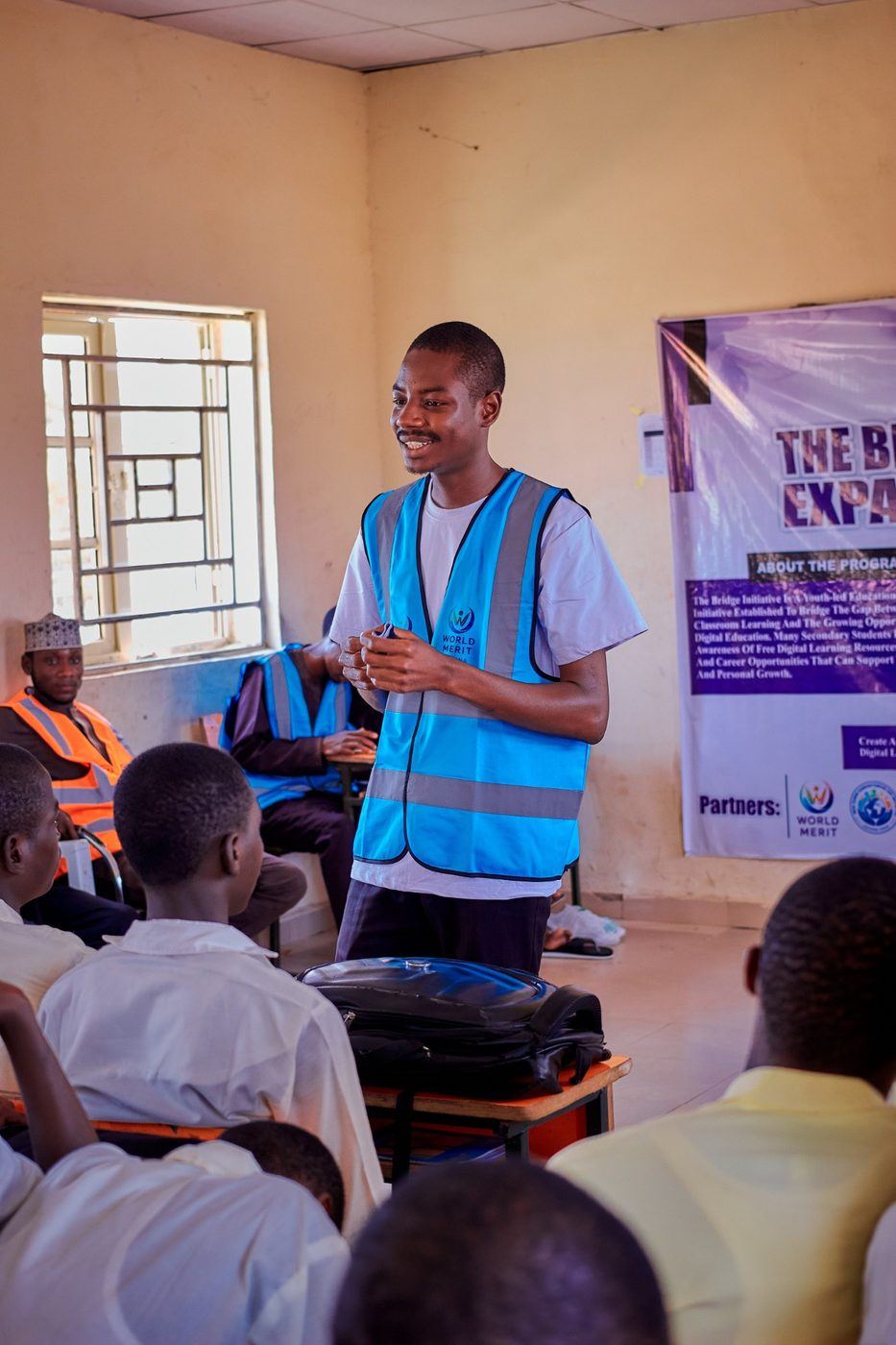 A facilitator engaging young people in a learning session